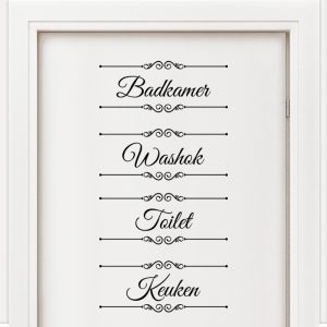Deurstickers voor keuken, toilet, badkamer en washok – voordeelset