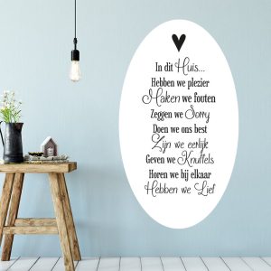 Muursticker “in dit huis hebben we plezier”
