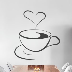 Muursticker koffiekopje met hart