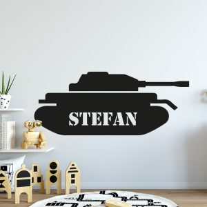 Muursticker leger tank met eigen naam