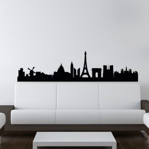 Muursticker skyline Parijs met Eifeltoren