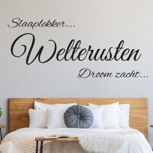 Muursticker welterusten slaaplekker droom zacht slaapkamer