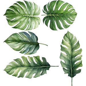 Muursticker waterverf jungle bladeren